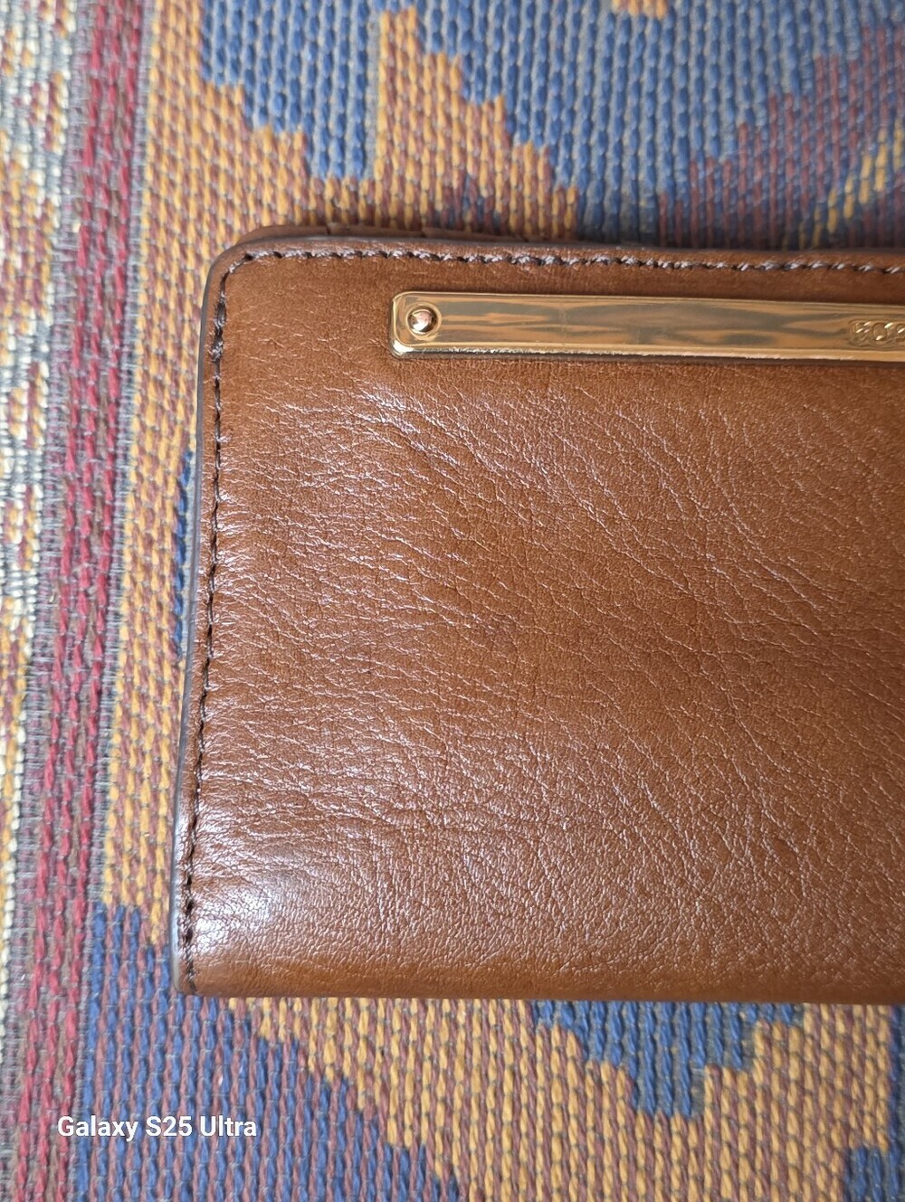 Fossil Liza Brown Leather Wallet Gold Hardware Bar Slim Bifold Clutch - Picture 6 of 16